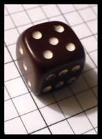 Dice : Dice - 6D Pipped - Brown Rounded Dark with White Drilled Pips - Ebay Jan 2012
